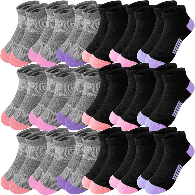 Bemeol Girls Socks 18 Pairs Ankle Socks Girls Soft Athletic Low Cut Cotton Sock