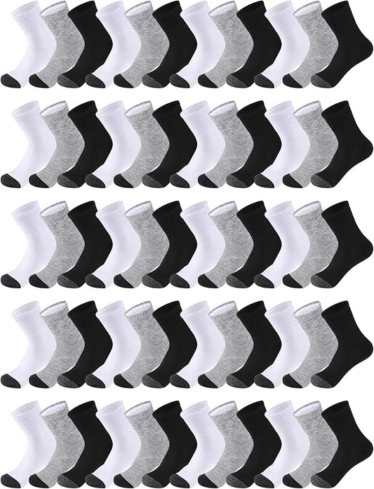 Tarpop 100 Pairs Bulk Mens Socks Moisture Wicking Casual Sports Ankle Socks for Homeless Unisex Adult Men Women