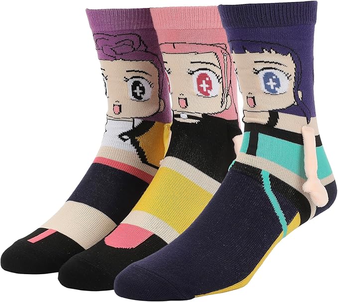 Bioworld KPop Demon Hunters Huntr/X 3-Pair Pack Casual Crew Socks