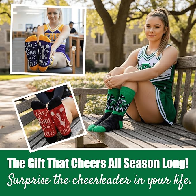 Cheer Socks For Girls, Fun Cheerleading Socks for Cheerleaders, Ideal Cheer Team Gifts