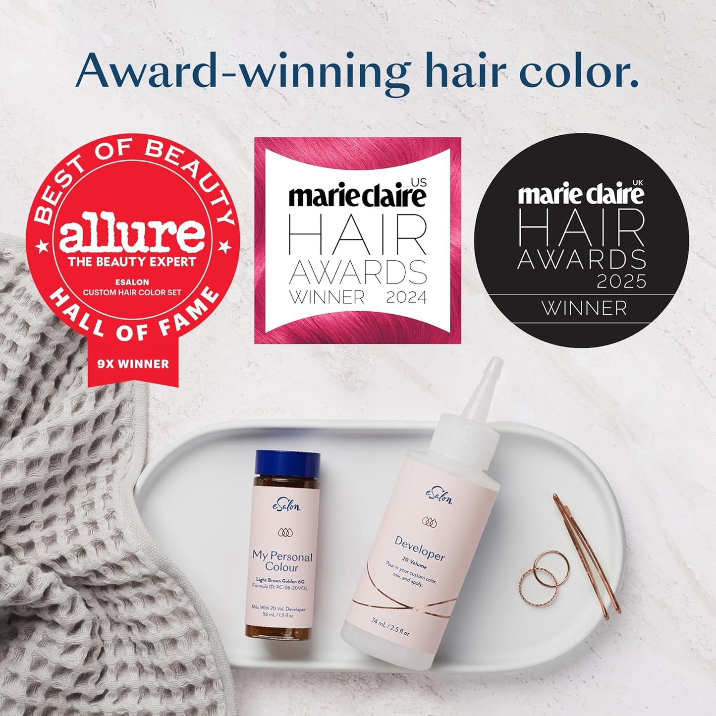 eSalon Permanent Hair Color & Hair Dye Complete Kit - Darkest Brown - Personal Colorist for Up To 100% Gray Coverage, All Hair Types - Professional-Grade Ammonia-Free