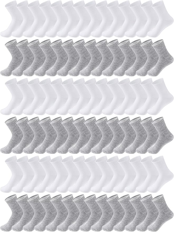 Tarpop 100 Pairs Bulk Mens Socks Moisture Wicking Casual Sports Ankle Socks for Homeless Unisex Adult Men Women