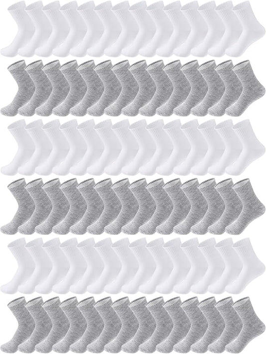 Tarpop 100 Pairs Bulk Mens Socks Moisture Wicking Casual Sports Ankle Socks for Homeless Unisex Adult Men Women