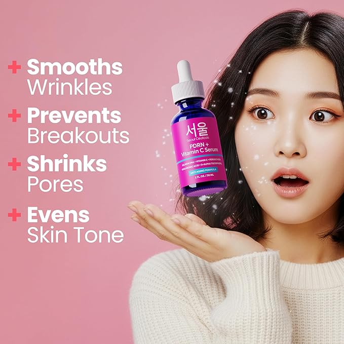 SeoulCeuticals PDRN Serum Salmon DNA Vitamin C Serum – Korean Skincare Anti Aging PDNR Skin Repair Booster – K Beauty Skin Care for Face 1oz