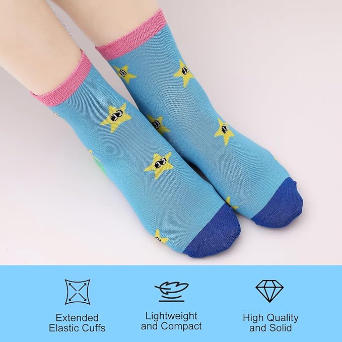 Girls Cotton Socks Soft Novelty Socks Cute Floral Pattern 11-15 Years 5 Pairs