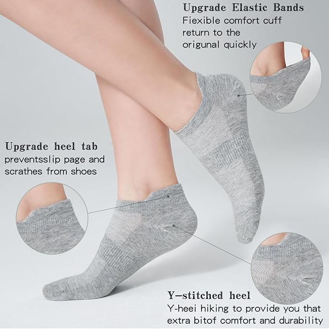 Ankle Socks Women's and Mens - 6/10 Pairs Low Cut Tab & No Show Athletics Running Socks