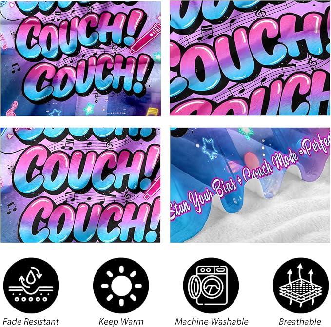 Kpop Couch! Couch! Couch! Gifts Blanket - Ultra-Soft Plush Throw Blanket for Adult, Teen Girls, Music Gifts for Women Friends K-Pop Lovers Merch Stuff, Christmas Birthday Gifts (Blue, 60''x50'')