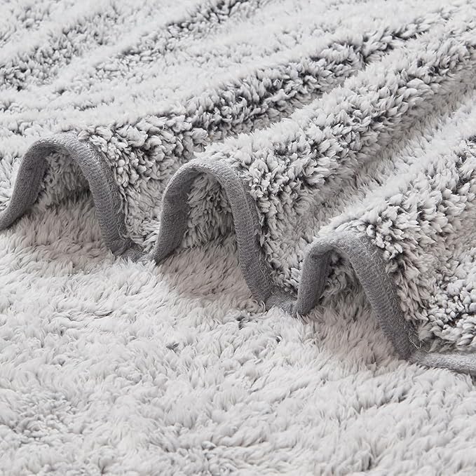 EMME Soft Sherpa Fleece Blanket Reversible Plush Fluffy Large Blanket, Light Weight Warm Decorative Boho Blanket Cover for Sofa, Couch, Bedroom,Travel(Plush Grey,60"x80")