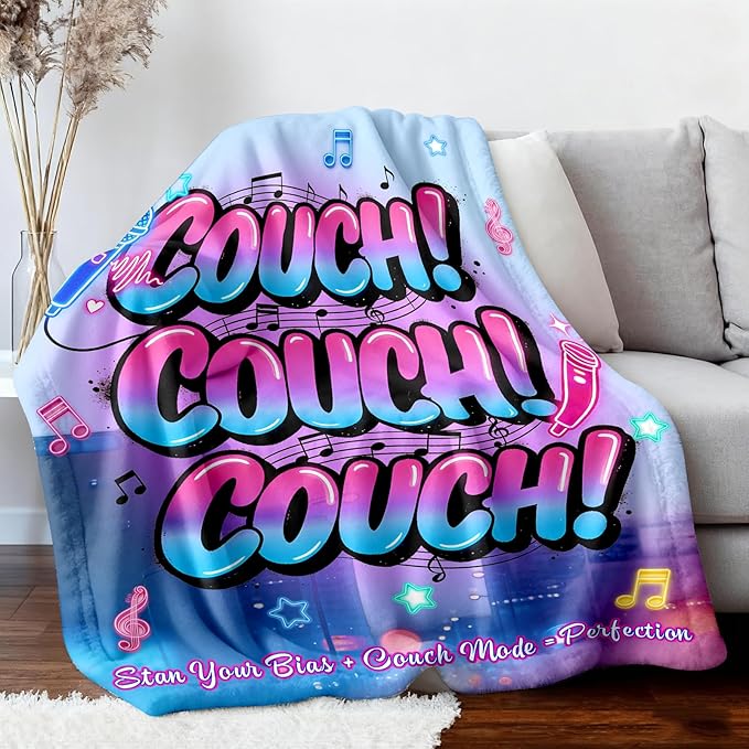 Kpop Couch! Couch! Couch! Gifts Blanket - Ultra-Soft Plush Throw Blanket for Adult, Teen Girls, Music Gifts for Women Friends K-Pop Lovers Merch Stuff, Christmas Birthday Gifts (Blue, 60''x50'')