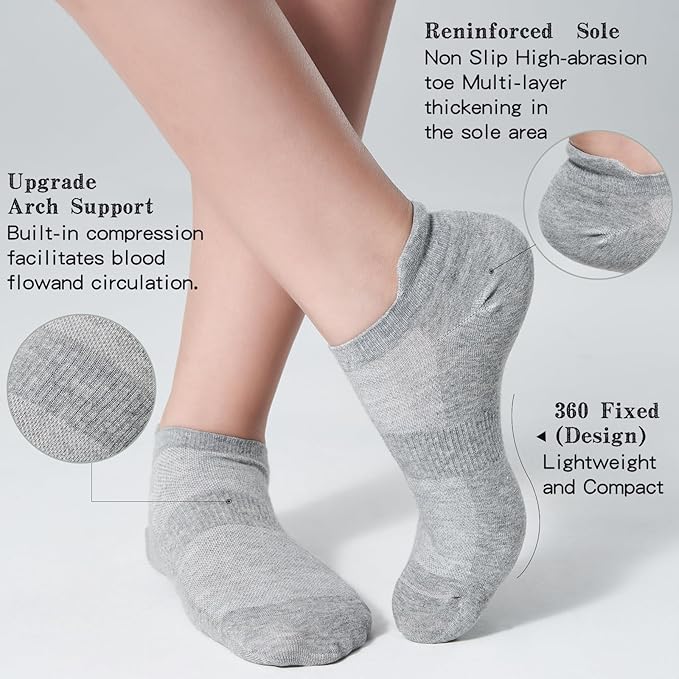 Ankle Socks Women's and Mens - 6/10 Pairs Low Cut Tab & No Show Athletics Running Socks