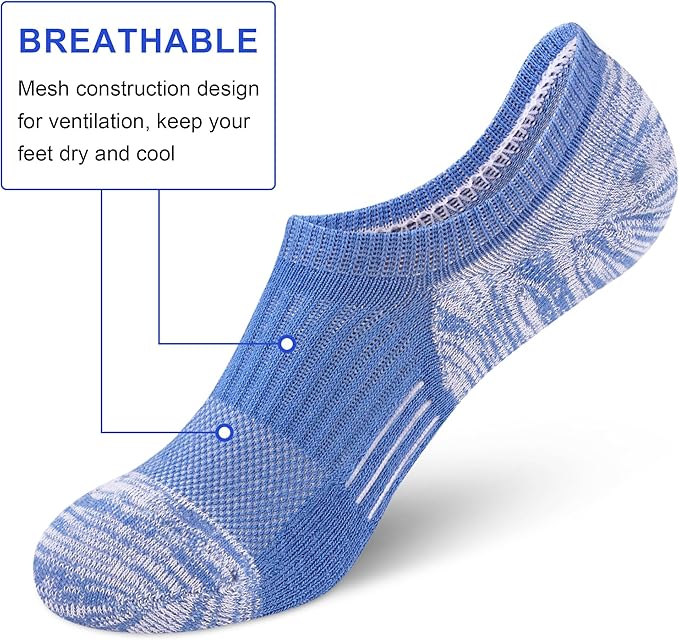 No Show Socks Womens Athletic Cushion Ankle Footies Low Cut 5-6 Pairs