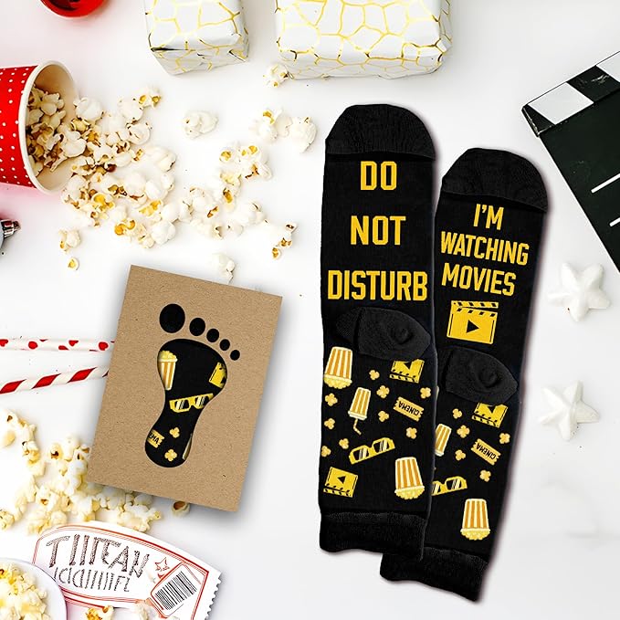 Movie Lover Gifts - Christmas Socks for Women, Funny and Horror Themed Gifts, Ideal for Movie Nights, Theater Gift