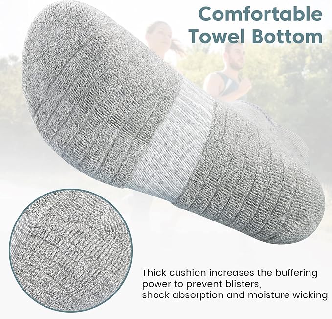 TANSTC Mens Socks,6 Pairs Anti-Blister Cushioned Breathable Cotton Athletic Ankle Running Sports Women Sock