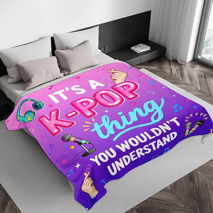 TI-EDC Kpop Merch K Drama Gifts, K Pop Merchandise, Korean Drama Things, K-Pop Gift Teen Girl & Women, Throw Blanket 80x60in, Pinkish Purple Gradient