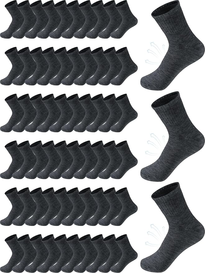 Tarpop 100 Pairs Bulk Mens Socks Moisture Wicking Casual Sports Ankle Socks for Homeless Unisex Adult Men Women