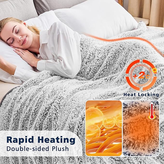 EMME Soft Sherpa Fleece Blanket with Tassel, Reversible Plush Fluffy Large Blanket, Light Weight Warm Decorative Boho Blanket Cover for Sofa, Couch, Bedroom,Travel(Tassel Grey,50"x60")