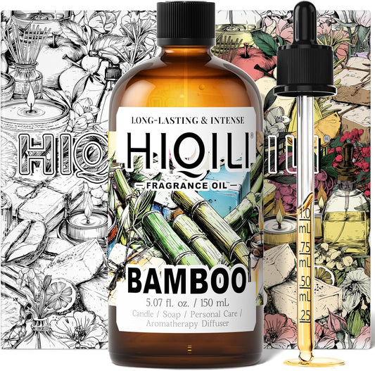 HIQILI Bamboo Fragrance Oil for Scent Diffuser, Idea for Candle & Soap Making, DIY Room Air Fresheners, New Car Scent - 5.07 Fl Oz
