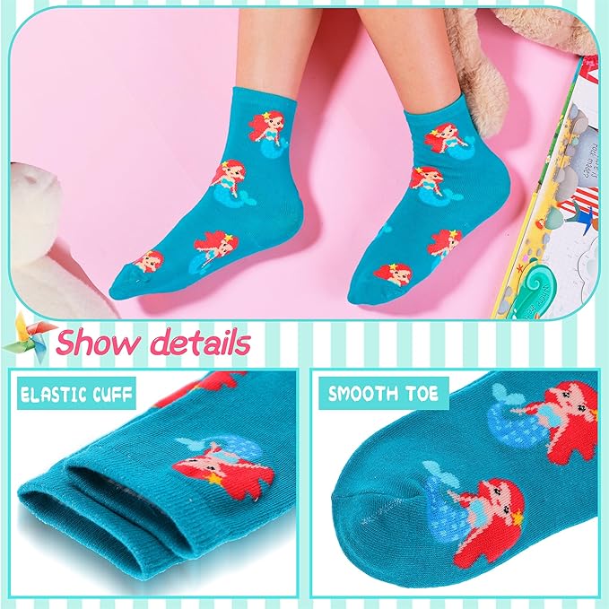 EBMORE Kids Girls Socks Cotton Crew Cute Animal Pattern Fashion Fun Novelty Socks 6 Pack