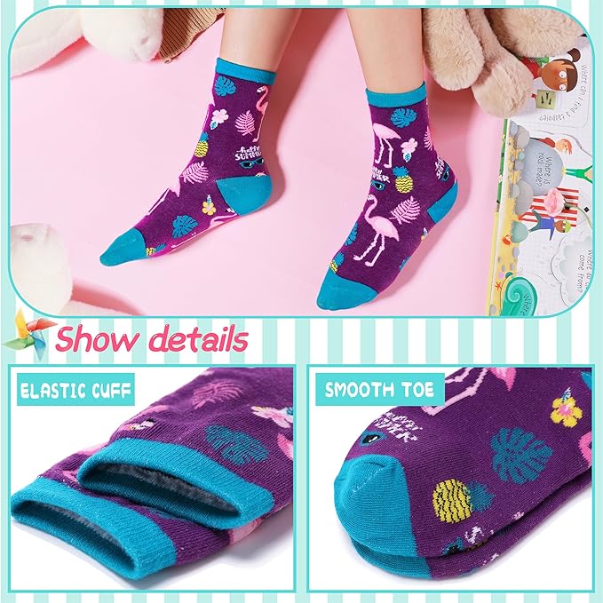 EBMORE Kids Girls Socks Cotton Crew Cute Animal Pattern Fashion Fun Novelty Socks 6 Pack