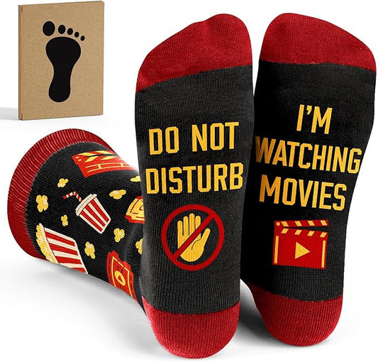 Movie Lover Gifts - Christmas Socks for Women, Funny and Horror Themed Gifts, Ideal for Movie Nights, Theater Gift