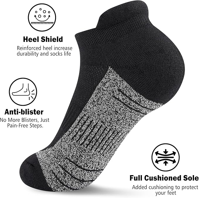 Ankle Socks for Women - Athletic Low Cut Running Cushioned Socks (3-5 Pairs)