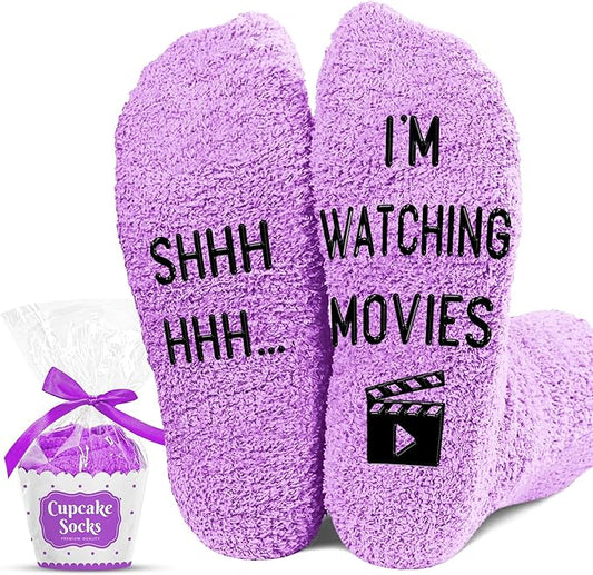 Movie Lover Gifts - Christmas Socks for Women, Funny and Horror Themed Gifts, Ideal for Movie Nights, Theater Gift