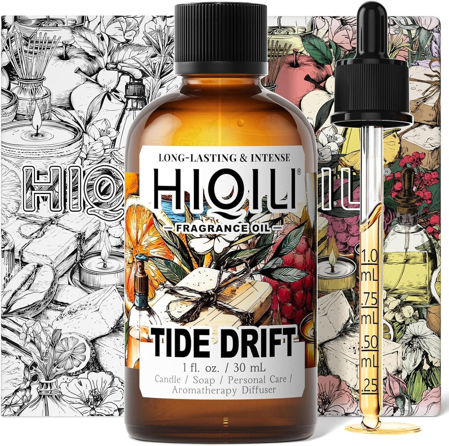 HIQILI Tide Drift Fragrance Oil for Candle, Room Spray Making, Essential Oil Diffuser, DIY Body Butter & Hair Perfume - 1 Fl Oz