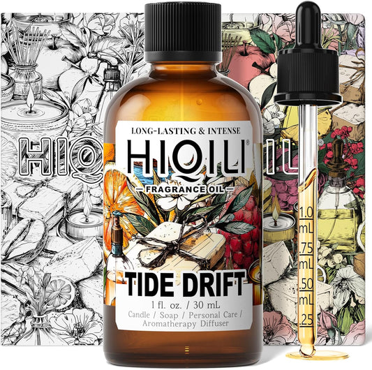 HIQILI Tide Drift Fragrance Oil for Candle, Room Spray Making, Essential Oil Diffuser, DIY Body Butter & Hair Perfume - 1 Fl Oz