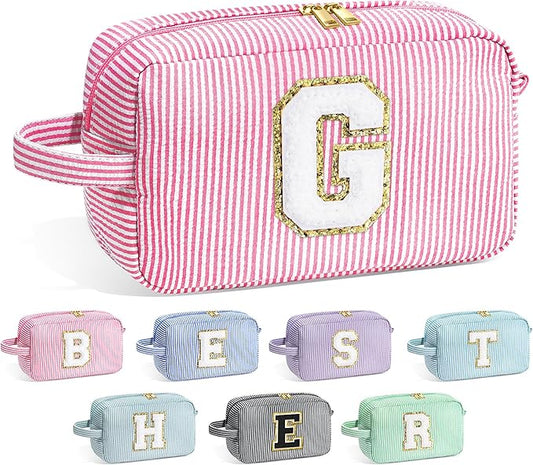 YOOLIFE Graduation Gifts for Girls Teen Girls - Class Of 2024, Personalized Graduation Gifts for Her, Graduation Party Favor, Monogram Initial Pink Makeup Bag for Teen Girl Gifts Trendy Stuff G