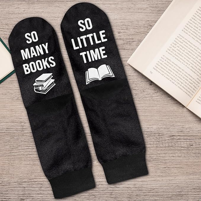 VICRAZY Book Lovers Gifts - Funny Socks for Book Lovers - Gift for Readers - Reading Stuff, Stocking Stuffers for Men, Women
