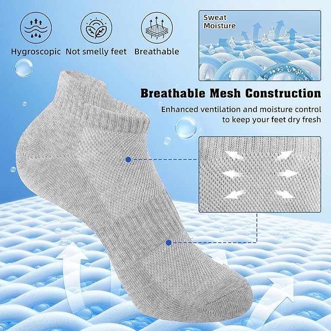 Womens Ankle Socks Running Athletic Sports Low Cut Socks No Show Socks for Women Tab Socks 6 Pairs