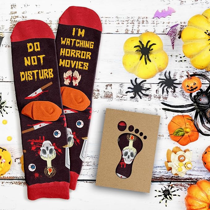 Movie Lover Gifts - Christmas Socks for Women, Funny and Horror Themed Gifts, Ideal for Movie Nights, Theater Gift