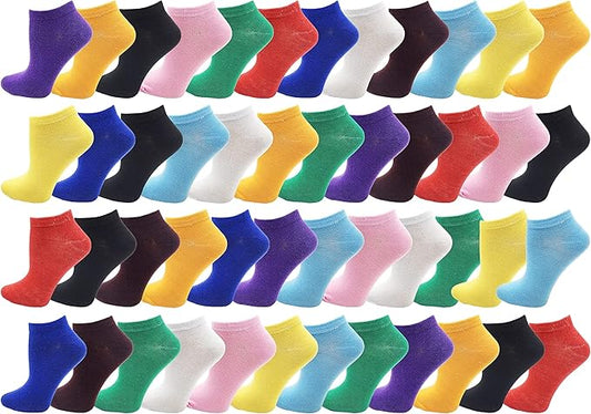 48 Pairs Womens Low Cut Ankle Socks, Comfortable Lightweight Breathable Athletic Bulk Pack Wholesale