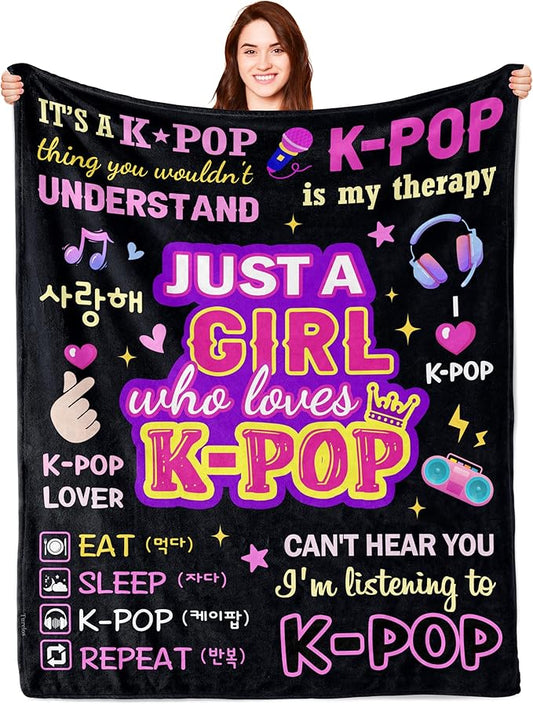 Kpop Merch, Kpop Blanket, Kpop Gifts, K Pop Birthday Decorations, K Pop Blanket 60x50in, Kpop Gifts for Girls/Women, Kpop Merchandise, Kpop Blankets for Girls for Christmas Birthday