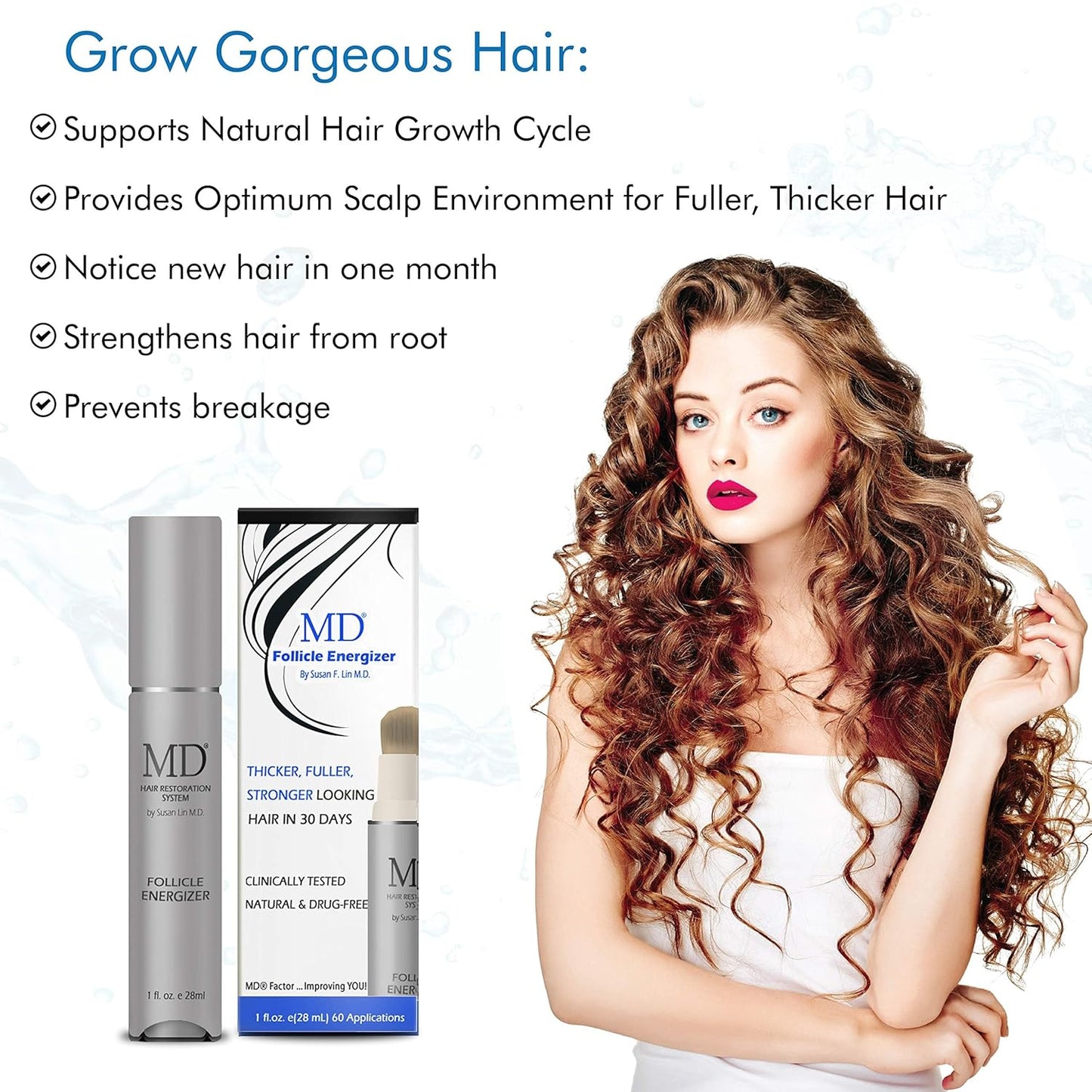 MD suero natural para el crecimiento del cabello | Follicle Energizer Serum: evita el adelgazamiento del cabello y la pérdida de cabello al estimular los folículos capilares para producir un ca